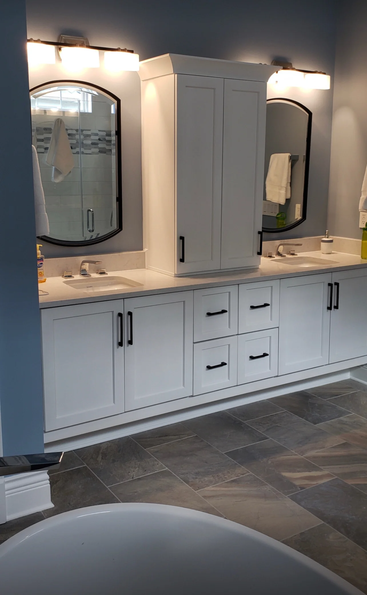 Contemporary bathroom vanity after custom remodel