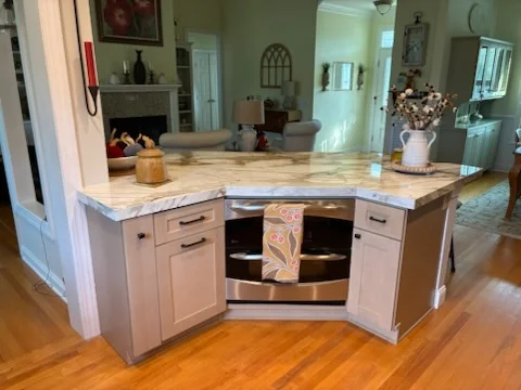 Kitchen remodel featuring peninsula seating